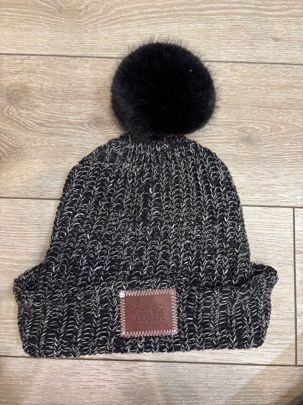 Love Your Melon Black and White Knit Beanie